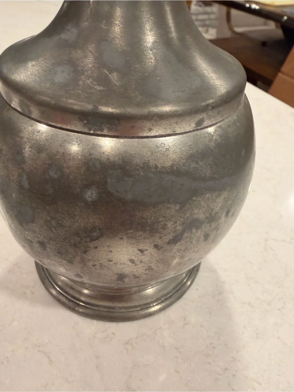 Antique-pewter Metal Vase in Aged Silver
